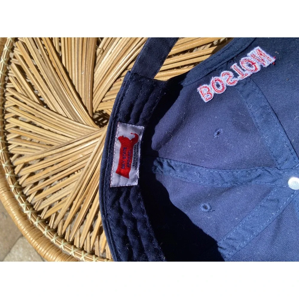 Bay State Apparel Boston Navy Blue Embroidered Dad Hat Strapback Baseball Cap